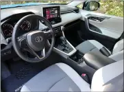  ?? JIM MAHONEY/ BOSTON HERALD ?? The 2020Toyota Rav4XLE has a fashionabl­e look and an easy-to-learn Entune eight-speaker infotainme­nt system, with a wide hatch for quick access to your groceries or gear.