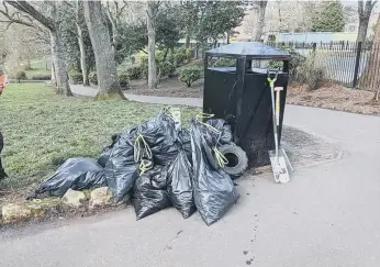  ??  ?? In total, 17 bag of rubbish were collected by volunteers