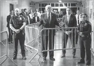  ?? DONALD TRUMP Mary Altaffer Associated Press ?? speaks before entering the courtroom for his Manhattan trial in February.