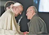  ?? VINCENZO PINTO/GETYY-AFP ?? Pope Francis meets survivors of the 1945 atomic bombing by the United States on Sunday in Hiroshima, Japan.