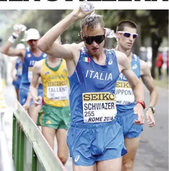  ?? ANSA ?? Alex Schwazer, oggi 34 anni, durante l’ultima gara (vittoriosa) della sua carriera, l’8 maggio 2016 a Roma