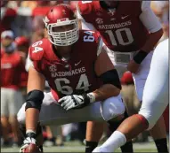  ?? (Democrat-Gazette file photo) ?? Travis Swanson was among a group of former Arkansas offensive linemen who worked to get Sam Pittman hired as the Hogs’ head coach. He said the group “tried to get the fans involved and get them excited again about Arkansas football.”