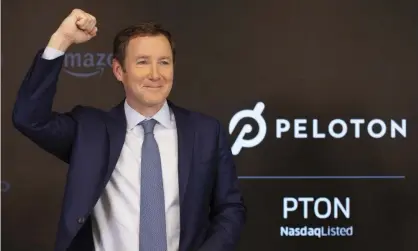  ?? Photograph: Mark Lennihan/AP ?? Peloton’s outgoing chief executive, John Foley, in 2019. Peloton is currently valued at about $9bn, having risen in value on speculatio­n of a takeover.