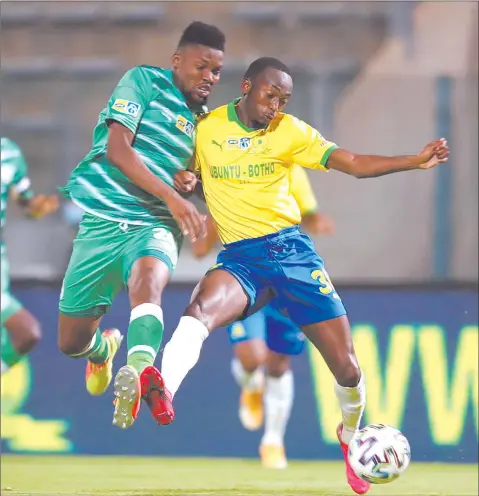  ?? Photo: Mamelodi Sundowns ?? On the move… Namibian striker Peter Shalulile (right) has had an impressive start to the season for new club Mamelodi Sundowns.