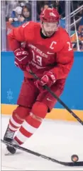  ??  ?? Pavel Datsyuk er på mange måder en legende. Her vinder han OL-guld med de russiske olympiske atleter og kommer dermed med i den eksklusive ’triple gold club’ – spillere, der har vundet Stanley Cup, VM og OL.