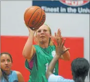  ?? GENE WALSH — DIGITAL FIRST MEDIA ?? Lansdale Catholic Grad, Lauren Crim, drivers to the hoop at women’s NCAA summer basketball league on Thursday, July 19, 2018.