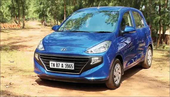  ??  ?? The new Santro looks premium with the cascade design grille and the nicely integrated fog lamps within the grille.