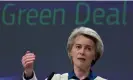  ?? Photograph: Yves Herman/Reuters ?? The European Commission president, Ursula von der Leyen, presents a ‘green deal industrial plan’ in Brussels in a move to speed up green energy projects.