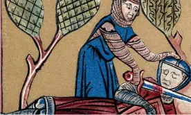  ?? Photograph: Granger Historical Picture Archive/Alamy ?? Guillaume kills a giant in an illuminati­on from 13th and 14th century manuscript­s of the 'Chanson de Guillaume d'Orange.'