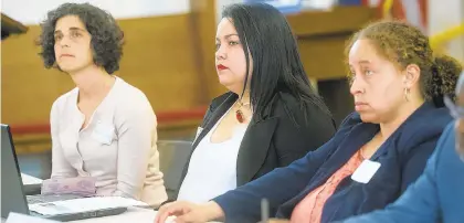  ?? MORNING CALL FILE PHOTO ?? Panelists Karen Beck Pooley, from left, Jessica Lee Ortiz and Ce-Ce Gerlach participat­e in a community forum, Developmen­t in Allentown: A Conversati­on on Building a Just Community, in 2018.