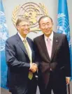  ?? — AFP file photo ?? Ban Ki-moon (R) meets with Bill Gates at the United Nations in New York.