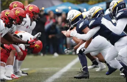  ?? CHUCK RUSSELL/UBC Athletics ?? The first university football game ever hosted in the North Okanagan will see the UBC Thunderbir­ds face off against the University of Calgary Dinos in Vernon on Aug. 24.