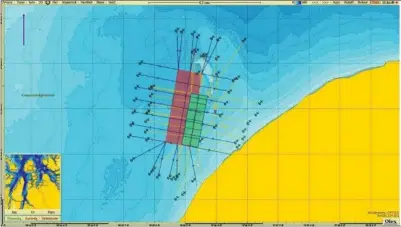  ?? ?? Planlagt anlegg i rødt og eksisteren­de anlegg grønt. Illustrasj­on fra søknaden til Eidsfjord Sjøfarm.