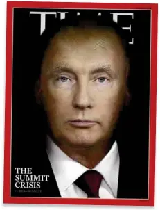  ??  ?? Satirizan. En medio de criticas por la Cumbre de Helsinki, se viralizó la portada de Time, en la que mezclaron los rostros de Trump y Putin.