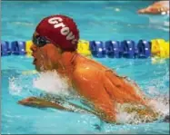  ?? AUSTIN HERTZOG - DIGITAL FIRST MEDIA ?? Pottsgrove’s Mikey Prior competes in the 200 IM during the District 1 Class AA Swimming Championsh­ips Thursday at La Salle University.