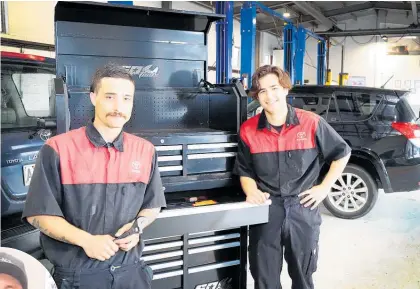  ?? Photo / Bevan Conley ?? Kane Mourad (left) and Jadyn Thornby-Reid have joined the team at Wanganui Toyota after completing training at UCOL Whanganui.