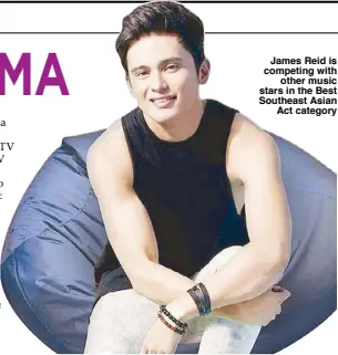  ??  ?? James Reid is competing with other music stars in the Best Southeast Asian Act category