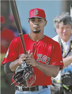  ?? STAFF PHOTO BY MATT STONE ?? BOGAERTS: Sox young shortstop could be batting sixth on Opening Day.