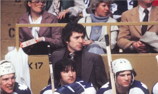  ?? POSTMEDIA/FILES ?? Maple Leafs coach Roger Neilson stands behind the bench in March 1979 after being fired, then rehired by then-owner Harold Ballard.