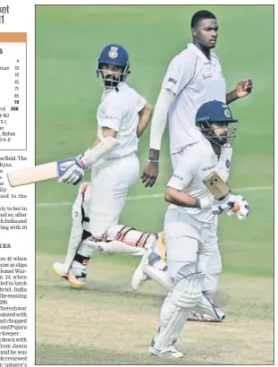  ?? AFP ?? Ajinkya Rahane (left) and Rishabh Pant (right) saved the blushes after India lost four wickets with 162 on board on Day 2 of the second Test against West Indies in Hyderabad on Saturday.