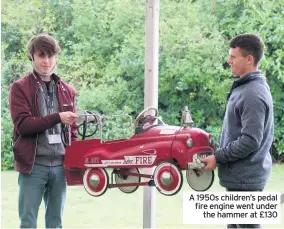  ??  ?? A 1950s children’s pedal fire engine went under the hammer at £130