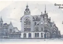  ?? FOTO: VERLAG N.HUST ?? Hotel Bristol am Ende der Hohenzolle­rnstraße (zur Saar) in Saarbrücke­n auf einer Karte von 1912. Nach links geht’s zum Neumarkt.
