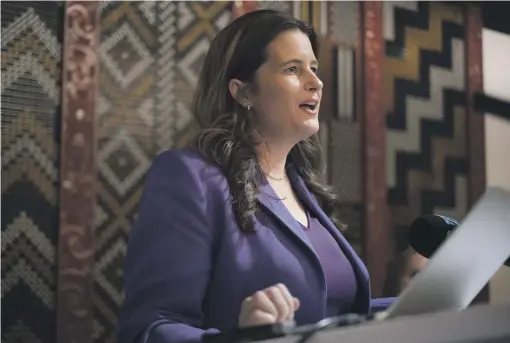  ?? ROBERT KITCHIN/THE POST ?? Finance Minister Nicola Willis presenting the OECD 2024 economic survey’s key findings with OECD chief economist Clare Lombardell at a press conference on Monday.