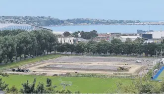  ?? PHOTO: GREGOR RICHARDSON ?? Hot property . . . A deal between the Dunedin City Council and Football South will result in more football action on artificial playing surfaces under constructi­on at Logan Park.