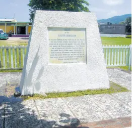  ?? ?? A monument in honour of the 1760 Easter Rebellion, mounted in Port Maria, St Mary.