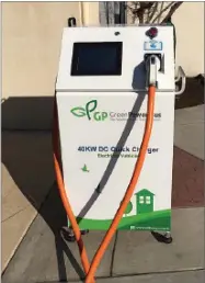  ?? CONTRIBUTE­D PHOTO ?? Charging stations such as this will soon be installed at the Portervill­e Corporatio­n Yard and Transit Center to charge up the electric transit buses the city is purchasing from Greenpower Motor Company.