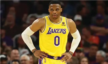  ?? ?? Russell Westbrook contemplat­es another painful loss for the Lakers. Photograph: Mark J Rebilas/USA Today Sports