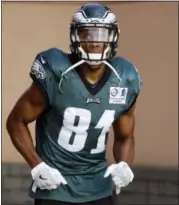  ?? THE ASSOCIATED PRESS — MATT ROURKE ?? Eagles wide receiver Jordan Matthews helped orchestrat­e the offense’s practice-culminatin­g celebratio­n at training camp Thursday, capping a physical day that included plenty of offensive fireworks.