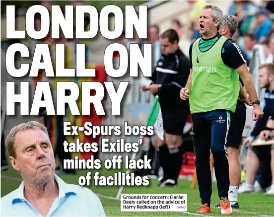  ?? INPHO ?? Grounds for concern: Ciarán Deely called on the advice of Harry Redknapp (left)