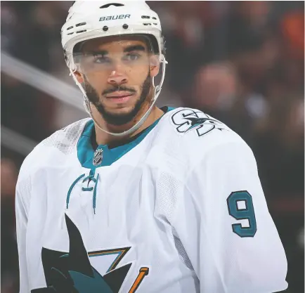 ?? Christian Petersen / Getty Images files ?? Evander Kane of the San Jose Sharks is one of a group that includes current and former National Hockey
League players that has formed the Hockey Diversity Alliance (HDA) to combat racism in hockey.