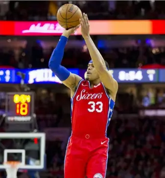  ?? Mitchell Leff/Getty Images ?? Tobias Harris made his debut with the 76ers Friday night after being acquired from the Clippers at the trade deadline. Harris had 14 points in a 117-110 win over Denver.