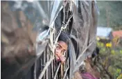  ?? MUNIR UZ ZAMAN / AFP / GETTY IMAGES ?? A Rohingya girl looks out from a shelter at a refugee camp in the Bangladesh district of Ukhia on Nov. 13.