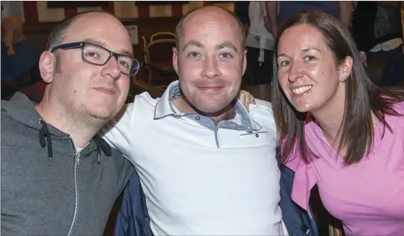  ??  ?? Jane Mc Donnell , Patrick Manning and Ollie Smith at the Race Night in aid of St Johns Ambulance Drogheda