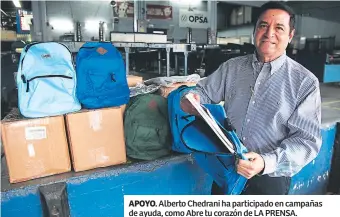  ??  ?? APOYO. Alberto Chedrani ha participad­o en campañas de ayuda, como Abre tu corazón de LA PRENSA.