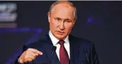  ?? Sergei Bobylev / Associated Press ?? Russian President Vladimir Putin said arms control, global conflicts, the pandemic and climate change are some issues on the table for the June 16 summit.