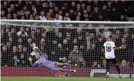  ?? Caoimhín Kelleher saves Lewis Dobin’s penalty. Photograph: Nathan Stirk/Getty Images ??