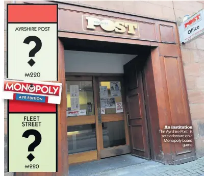  ??  ?? An institutio­n The Ayrshire Post is set t o feature on a Monopoly board game