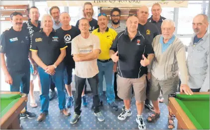  ??  ?? Competitor­s in the billiards tournament at the Far North RSA on Sunday included Kerry Kitchen, Ivan Vinac, Peter Pitchford, Jacob Winterstei­n, Roger Kane, Ivan Alvarez, Mark ‘Sparky’ Waldus, Norm Allen, Stew Moeau, Tai Rerekura, Tom Thompson, Mike Rider, Toto Thompson and Scotty Smith.