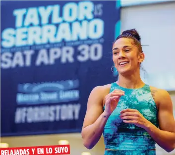  ?? Especial / tonito.zayas@gfmedia.com Enviado ?? RELAJADAS Y EN LO SUYO
Amanda Serrano, arriba, hace un ejercicio de sombras en tanto que Katie Taylor, abajo, practica su puntería y reflejos tirando golpes a una bola de tenis atada a su gorra.