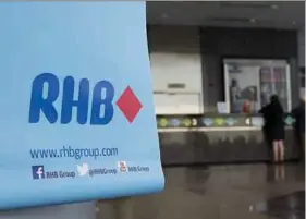  ?? BLOOMBERG PIC ?? RHB Bank Bhd is projecting a loan growth of between 4.0 per cent and 5.0 per cent in its financial year ending Dec 31 this year.