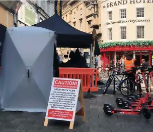  ??  ?? War of the Worlds filming in Bristol last month