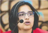  ?? JONATHAN HAYWARD / THE CANADIAN PRESS ?? Harsha Walia, head of the B.C. Civil Liberties Associatio­n, has tendered her resignatio­n and the organizati­on says they have accepted it “with heavy hearts.”