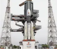  ?? Indian Space Research Organizati­on ?? A rocket is readied to launch a communicat­ion satellite from an island off India’s southeast coast.