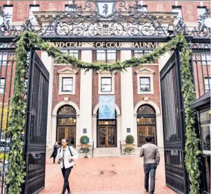  ??  ?? KEEPING ‘SCORE’: Barnard College, a women’s school, requires students to sign in and accompany all dorm guests — including boyfriends and booty calls.