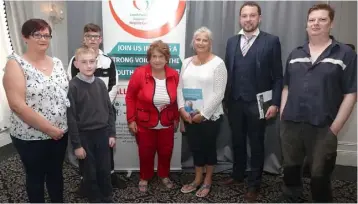  ??  ?? At the Louth Carers event in the Westcourt hotel were Sarah Lynch, Andrew Lynch Clerkin, Luke Loughran, Mary Healy, Eimear Ferguson, Paddy Meade and Glen Loughran. Below: Maeve Yore, Catherina McCabe, Mary Healy, Mayor Frank Godfrey, Phyllis McCabe, Willie Mahony and Glen Loughran.