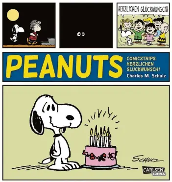  ?? FOTO: CHARLES M. SCHULZ/CARLSEN COMICS ?? Die Peanuts feiern Geburtstag – und auch in Deutschlan­d wird mitgefeier­t. „Die Peanuts Comicstrip­s: Herzlichen Glückwunsc­h!“heißt ein Jubiläums-Band, der dieses Jahr im Carlsen-Verlag erschienen ist.